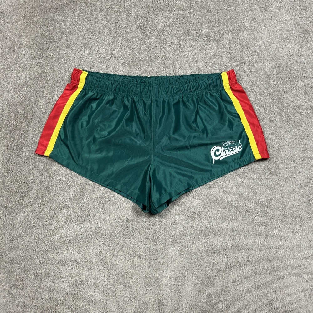 AussieBum Rugby Shorts Mens L Green Classic 3" Inseam Lightweight Athletic Gym